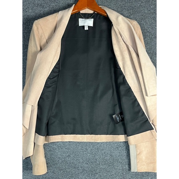 Muubaa Blush Pink Lamb Leather Draped Waterfall Jacket US Size 8 M01115R - Picture 11 of 13